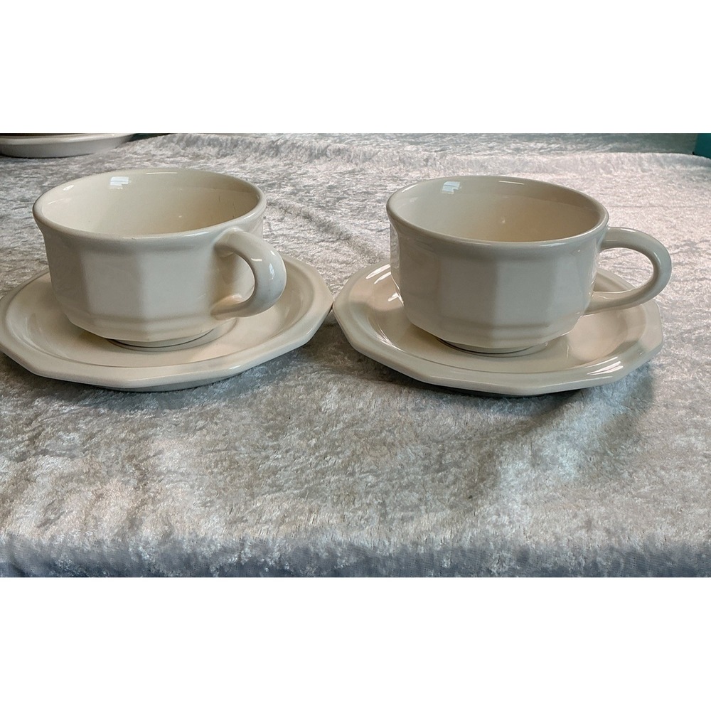 VTG  Set Of 2 Cups & Saucers Pfaltzgraff HERITAGE WHITE Colonial Country Style - Picture 10 of 11